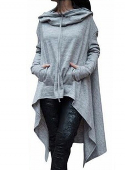 Women's Fashion Solid Long Sleeve Loose Irregular Hoodie YOUYOUFASHIONEC.com