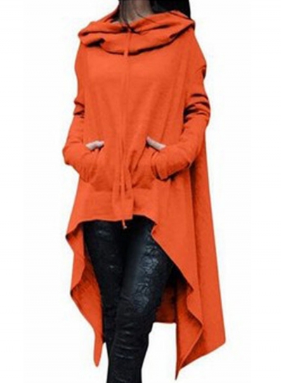 Women's Fashion Solid Long Sleeve Loose Irregular Hoodie YOUYOUFASHIONEC.com