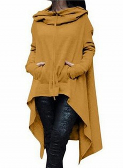 Women's Fashion Solid Long Sleeve Loose Irregular Hoodie YOUYOUFASHIONEC.com