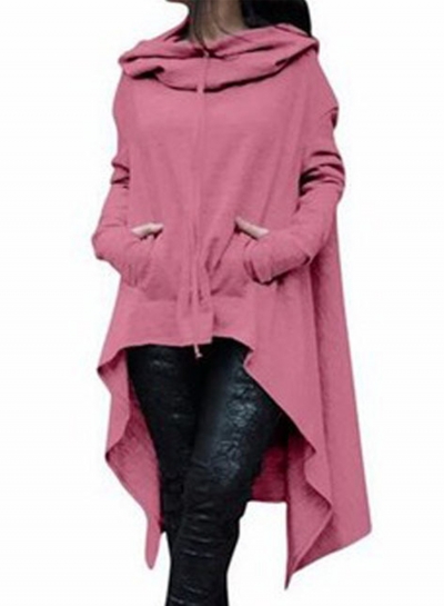 Women's Fashion Solid Long Sleeve Loose Irregular Hoodie YOUYOUFASHIONEC.com