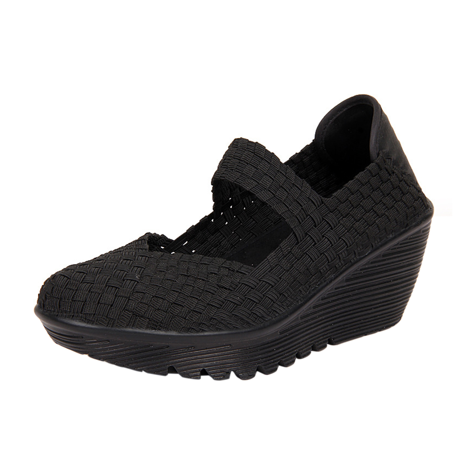 Women S Round Toe Wedge Heels Breathable Hand Woven Shoes Women S Round Toe Wedge Heels Breathable Hand Woven Shoes Stylesimo Com Loading Zoom