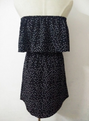 Women's Polka Dot Slash Neck Off Shoulder Dress