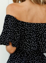 Women's Polka Dot Slash Neck Off Shoulder Dress