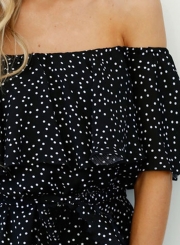 Women's Polka Dot Slash Neck Off Shoulder Dress