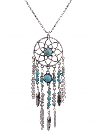 Women's Boho Turquoise Dreamcatcher Pendant Necklace YOUYOUFASHIONEC.com