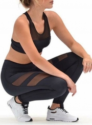 Women's Dri-Fit Mesh Panel Sports Ankle Leggings