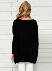 Women's Solid Batwing Sleeve Loose Tee