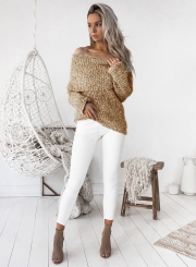 Women's Fashion off Shoulder Long Sleeve Loose Fit Knit Sweater
