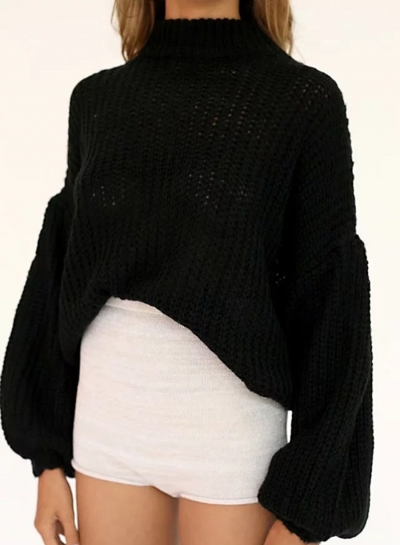 Women's Casual Round Neck Long Sleeve Solid Pullover Sweaters LEXELFASHIONINTSHOPS.com