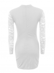 Women's Fashion Long Sleeve Lace Cut out Bodycon Dress