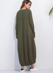 Women's Long Sleeve Loose Fit Solid Maxi Dress