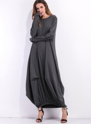 Women's Long Sleeve Loose Fit Solid Maxi Dress