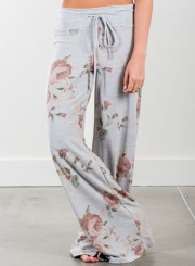 Women's Loose Floral Printed Wide Leg Pants