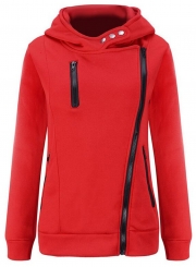 Women's Casual Long Sleeve Zipper Solid Hoddies