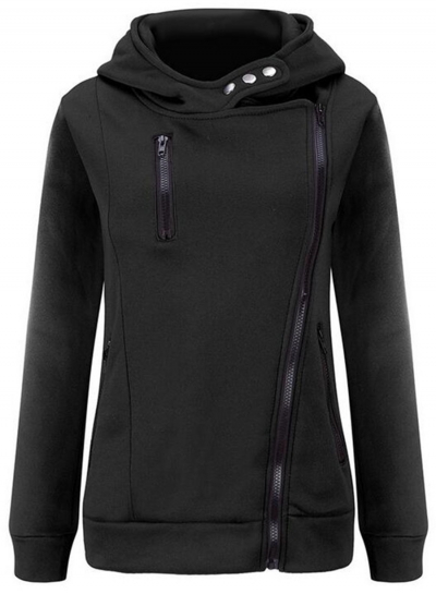 Women's Casual Long Sleeve Zipper Solid Hoddies YOUYOUFASHIONEC.com