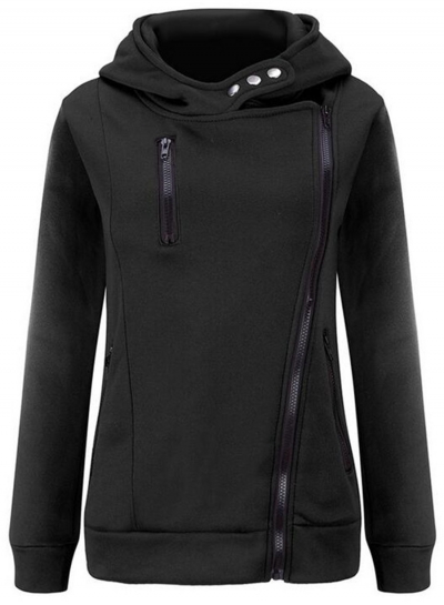 Women's Casual Long Sleeve Zipper Solid Hoddies STYLESIMO.com