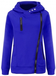 Women's Casual Long Sleeve Zipper Solid Hoddies