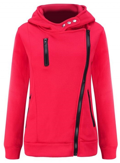 Women's Casual Long Sleeve Zipper Solid Hoddies YOUYOUFASHIONEC.com