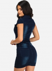 Women's Short Sleeve Bodycon Denim Mini Dress