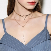 Women's Lariat Sequins Pendant Long Chain Choker Necklace