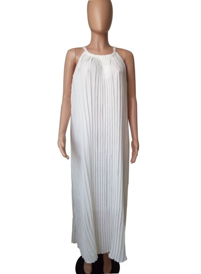 Women's Solid Color Off Shoulder Pleated Maxi Dress stylesimo.com