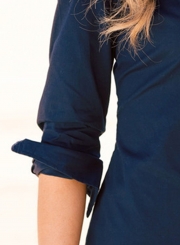 Women's Solid Long Sleeve Button down Chiffon Shirt