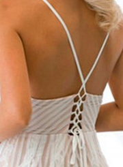 Women's Spaghetti Strap High Waist Lace Mini Dress
