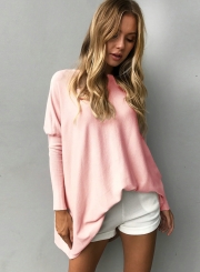 Solid Long Sleeve Knit Tee Shirt