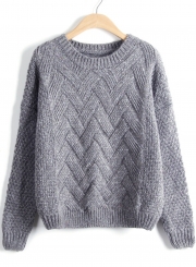 Casual Long Sleeve Chunky Knit Pullover Sweater