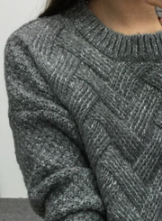 Casual Long Sleeve Chunky Knit Pullover Sweater