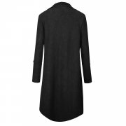 Open Front Solid Long Sleeve Trench Coat