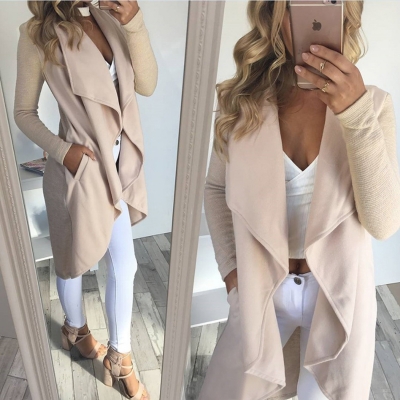 Open Front Solid Long Sleeve Trench Coat YOUYOUFASHIONEC.com