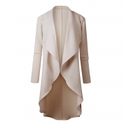 Open Front Solid Long Sleeve Trench Coat