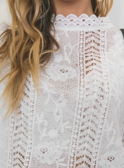 Lace Long Sleeve Slim Fit Blouse