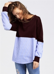 Casual Round Neck Long Sleeve Splicing Sweatshirt
