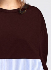 Casual Round Neck Long Sleeve Splicing Sweatshirt