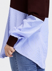 Casual Round Neck Long Sleeve Splicing Sweatshirt