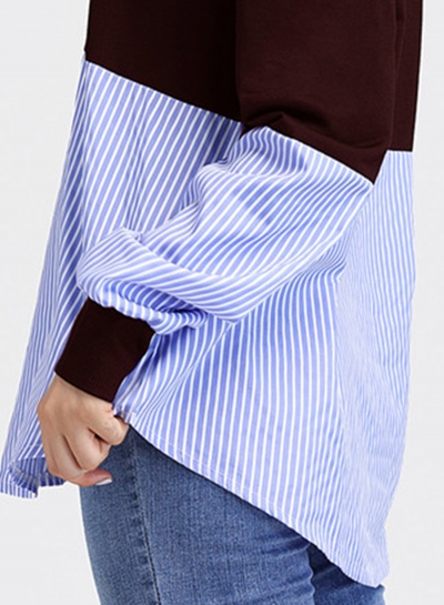 Casual Round Neck Long Sleeve Splicing Sweatshirt stylesimo.com