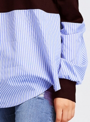 Casual Round Neck Long Sleeve Splicing Sweatshirt
