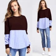 Casual Round Neck Long Sleeve Splicing Sweatshirt