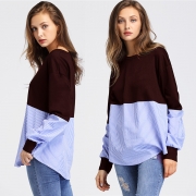 Casual Round Neck Long Sleeve Splicing Sweatshirt