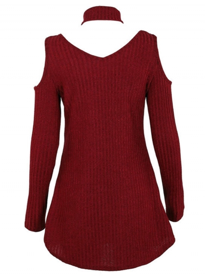 Choker Deep V Neck Off Shoulder Mini Dress stylesimo.com