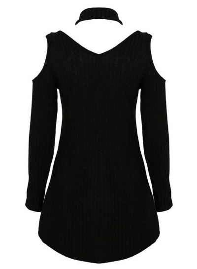 Choker Deep V Neck Off Shoulder Mini Dress stylesimo.com