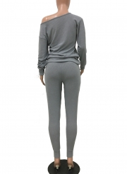 Solid Long Sleeve Sweatshirt Pencil Pants Set