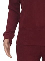 Solid Long Sleeve Sweatshirt Pencil Pants Set