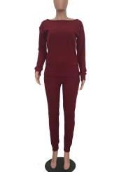 Solid Long Sleeve Sweatshirt Pencil Pants Set