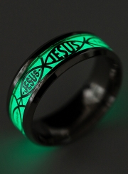 Titanium Steel Fluorescent JESUS Ring