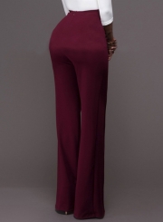 High Waist Solid Wide-Leg Pants