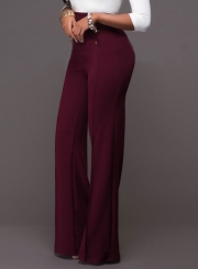 High Waist Solid Wide-Leg Pants