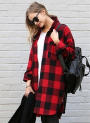 Long Sleeve Plaid Loose Button down Shirt